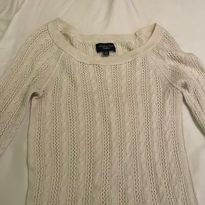 White Knit 3/4 Sleeves Sweater